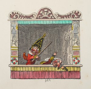 Punch and Judy fra Punch and Judy pub. 1827 (håndfarvet gravering) af George Cruikshank