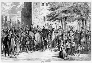 Queen Mary modtog fangerne på Tower Green, 1553 1840 af George Cruikshank