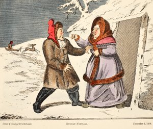 Russian Nuptials, pub. 1808 (håndfarvet gravering) af George Cruikshank