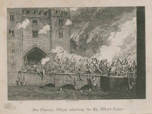 Sir Thomas Wyatt angriber Byward Tower af George Cruikshank