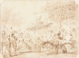 "Taking the Air" i Hyde Park [verso] af George Cruikshank