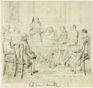 Forsamlingen af de begavede: Mr.Bullock henvender sig til sine venner af George Cruikshank