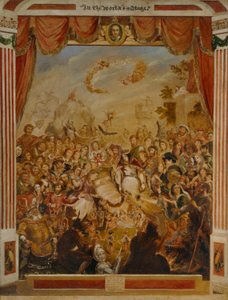 William Shakespeares (1564-1616) første optræden på klodens scene med en del af hans dramatiske kompagni i 1564 af George Cruikshank