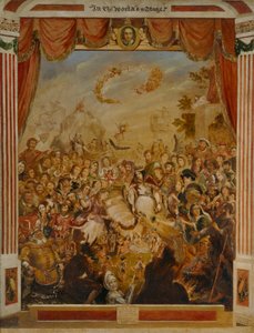 William Shakespeares første optræden på scenen i Globe Theatre af George Cruikshank