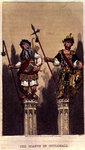 Giants i Guildhall, pub. ca. 1824 af George Cruikshank