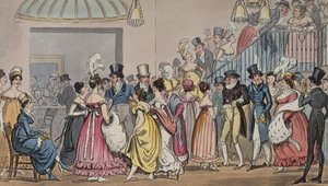 Tom og Jerry in the Saloon at Covent Garden, fra Life in London af Pierce Egan, 1821 (farvet akvatint) af George Cruikshank