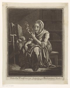 Portræt af Richmond bogsælger Isabella Tinkler i en alder af 92 Isabella Tinkler, afdøde boghandler, i Richmond Yorks (titel på objekt) af George Cuitt (I)