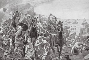 Evagoras af Cyperns erobring af Tyrus (litografi) af George Derville (after) Rowlandson