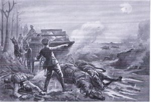 Korporal Ashworth reorganiserer sin transportkolonne under kraftig beskydning (tildelt DCM) af George Derville Rowlandson