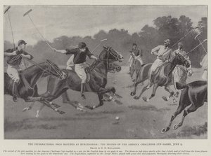 De internationale polokampe i Hurlingham, det andet af America Challenge Cup Games, 9. juni af George Derville Rowlandson