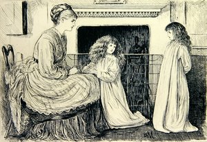 Børneillustration (sort blæk på papir) af George du Maurier
