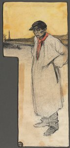 Design til en bogillustration, stående mandsfigur, efter 1901. af George Dupuis