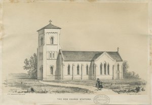 Stafford - Christ Church: tonet litografi, og [midten af det 19. århundrede] (tryk) af George E. Hamilton