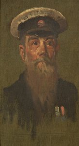 Portræt af J. Brooks, 6. Dragoons, ca. 1920 (olie på panel) af George Edmund Butler