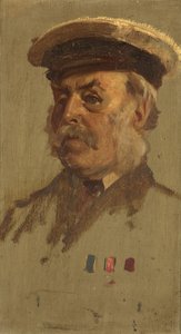 Portræt af J. Price, 28., ca. 1920 (olie på panel) af George Edmund Butler