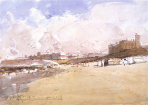 På Tynemouth Sands (kul, blyant og akvarel på papir)