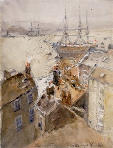 On the Tyne, North Shields (blyant og akvarel på papir (klisteret på bord))
