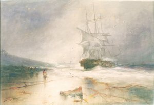Wreck of the Salween, South Shields Sands (blyant og akvarel på papir)