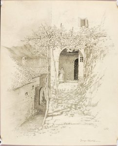 Uden titel (overføringstegning til Landsbygade, Luganosøen, Italien [nr. 1]) af George Elbert Burr