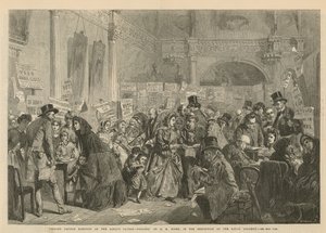 Valg af forældreløse spædbørn i London Tavern (gravering) af George Elgar Hicks