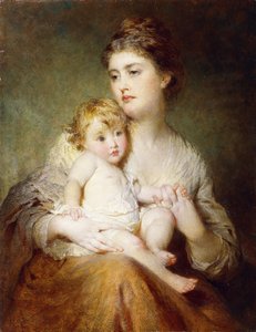 Portræt af hertuginden af St. Albans med sin søn, 1875 af George Elgar Hicks