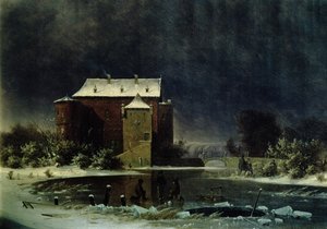 Haunted House in the Snow, 1848 (olie) af George Emil Libert