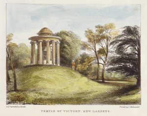 Temple of the Sun, Arboretum, Kew Gardens, plade 20 fra Kew Gardens: A Series of Twenty-Four Drawings on Stone, graveret af Charles Hullmandel (1789-1850) udgivet 1820 (håndkoloreret litho)