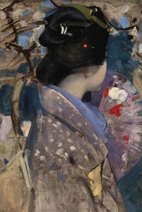 Japansk dame med fan af George F. Henry
