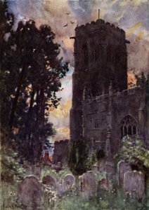 Liskeard Church (farve litho) af George Franck Nicholls