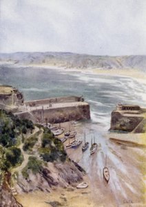 Newquay (farve litho) af George Franck Nicholls