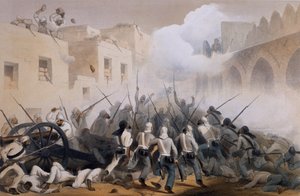Storming of Delhi 1857, fra The Campaign in India 1857-58 fra tegninger lavet under den begivenhedsrige periode med det store mytteri, der illustrerer de militære operationer før Delhi og dets nabolag, f.eks.