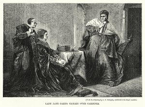 Lady Jane Greys sejr over Gardiner (gravering) af George Frederick Folingsby