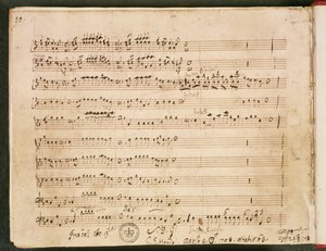 Originalt partitur af den sidste folio fra operaen 