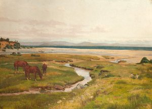 Kystscene med heste af George Frederick Waldo Johnson