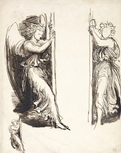 Studies for Angels in The Court of Death (pen og brunt blæk over grafit) af George Frederick Watts