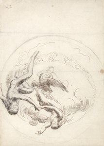Studie til en cirkulær loftdekoration (pen & brunt blæk og grafit) af George Frederick Watts