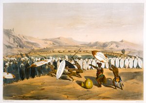 Umpanda gennemgår sine tropper i Nonduengi, 1849 af George French Angas