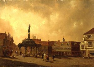 Udsigt over The Cornhill, Ipswich (olie på lærred)