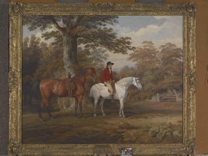 Hunter And Huntsman (olie på lærred) af George Garrard