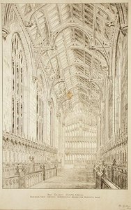 New College Chapel: Indvendig visning, der viser alternativt design til foreslået tag