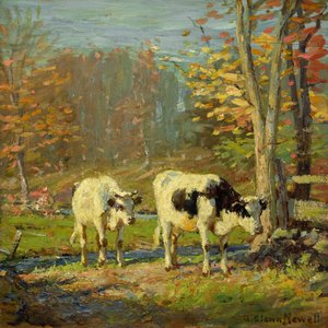The Lane to the Brook (olie på panel) af George Glenn Newell