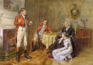 En jæger, der reciterer en fortælling (wc) af George Goodwin Kilburne