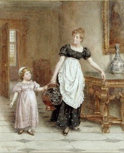 Mange hænder laver let arbejde (akvarel på papir) af George Goodwin Kilburne