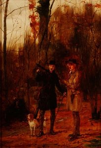 To mænd, der skyder en skovsneppe af George Goodwin Kilburne