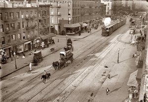 Eleventh Avenue og New York Central Railroad, af Bain, George Grantham (1865-1944). Albumin Foto, ca. 1911. Privat Samling