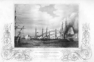 Bombardementet af Odessa, Ukraine, under Krimkrigen, 1854 1857. af George Greatbatch
