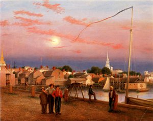 Newport, End of the Day, 1851 (olie på papir på lærred) af George Harvey
