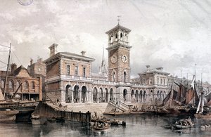 Billingsgate Wharf and Market, London, 1851 af George Hawkins