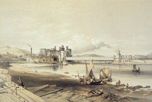 Conway Bridge, Construction of Second Tube, september 1848, indgraveret af kunstneren