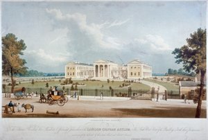 Sydvest udsigt over London Orphan Asylum i Lower Clapton, Hackney, London, c1830